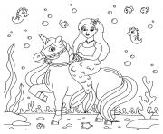 Coloriage licorne sirene monde marin