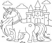 Coloriage licorne princesse chateau de prince