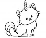 Coloriage chat licorne mignon facile