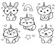 Coloriage chat licorne lapin panda kawaii