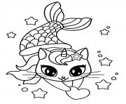 Coloriage chat licorne sirene