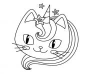 Coloriage chat licorne tete de peluche