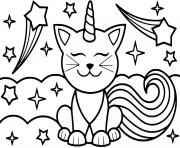 Coloriage chat licorne etoiles