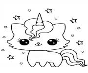 Coloriage chat licorne mignon fille