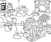 Coloriage Gargamel prepare des potions magiques