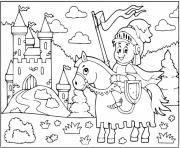 Coloriage chevalier devant le chateau