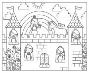 Coloriage chateau princesses licorne