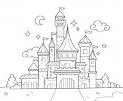 Coloriage magnifique chateau princesse fort