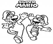 Coloriage les freres mario et luigi tapent des mains