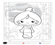 Coloriage princesse disney mulan kawaii