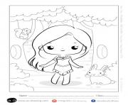 Coloriage princesse disney Pocahontas kawaii