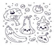 Coloriage kawaii legumes