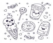 Coloriage kawaii glace creme donuts