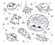 Coloriage kawaii planetes univers