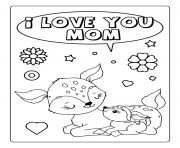 Coloriage animaux fete des meres i love you