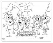 Coloriage bluey et ses amis jouent aux espions