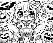 Coloriage personnage kawaii superheros halloween a colorier