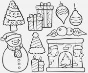 Coloriage ensemble deco noel joyeux