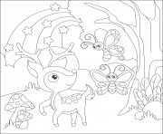 Coloriage biche en nature