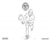 Coloriage athlete de rugby recoit une passe