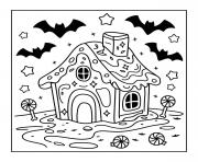 Coloriage maison pain epices hantee halloween