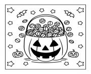 Coloriage seau bonbons citrouille halloween