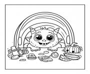 Coloriage adorable monstre et ses douceurs