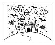 Coloriage chateau hante au clair de lune