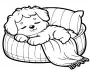 Coloriage cien puppy qui se repose